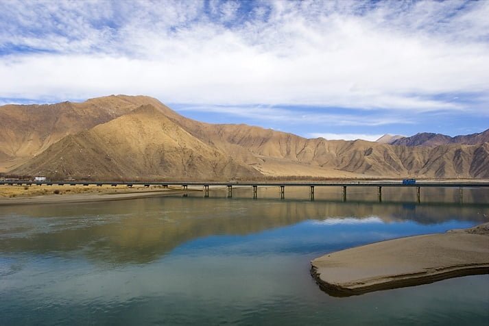 Bridge over Yarlung Tsangpo River in TIbet