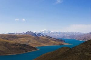 Yamdrok Lake in Tibet - With Mountains