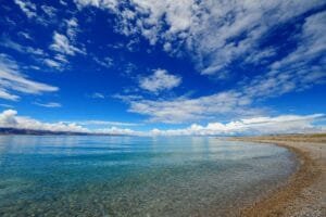 Turquoise waters of Namtso Lake during 10-day private Tibet tour