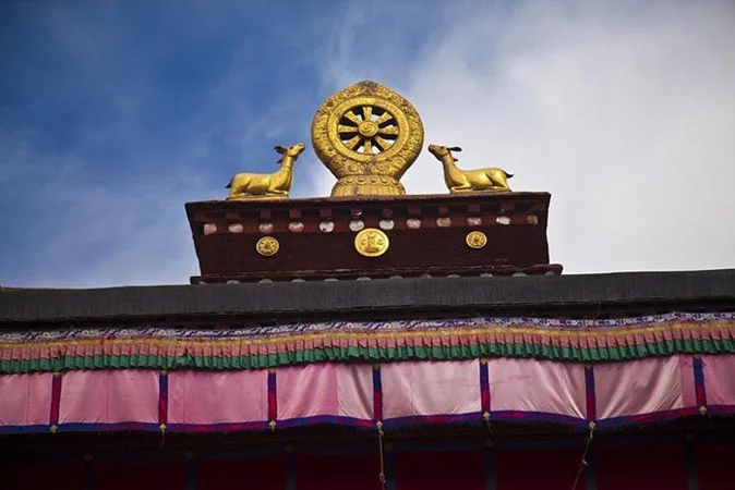 Jokhang Temple Roof in Tibet - from the Square in the front