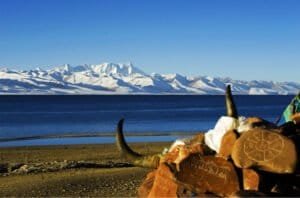 Namtso Lake in Tibet - with snow mountains