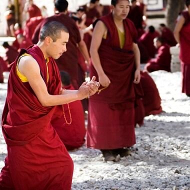 Monks debating at Sera Monastery, Tibet