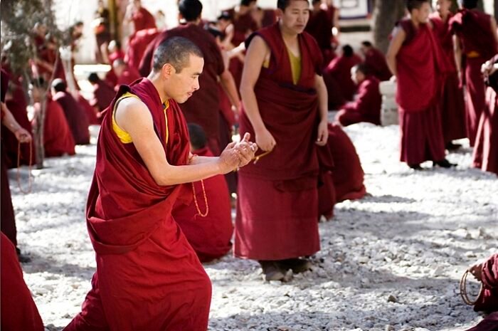 Monks debating at Sera Monastery, Tibet