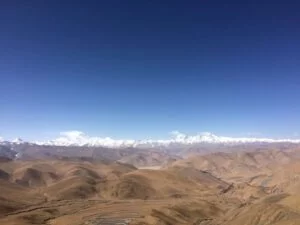 Mt. Everest and other Himalayan high mountains in Tibet
