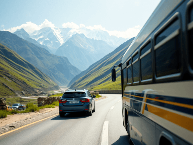 Driving to the Gyirong Valley in TIbet