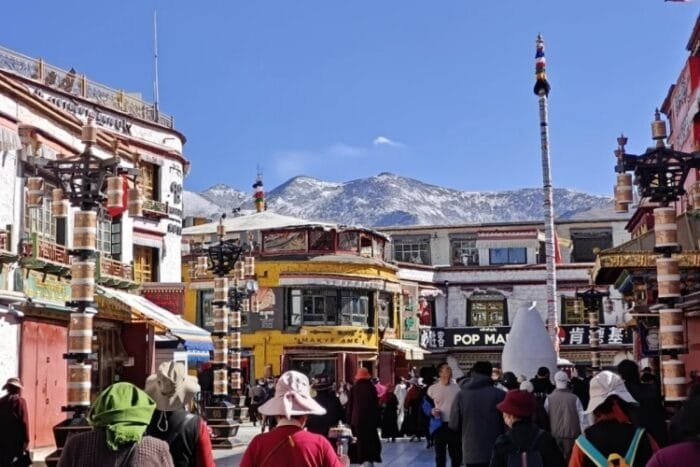 Barkhor Street vibrant scene on extended 15-day Kailash-Manasarovar group tour