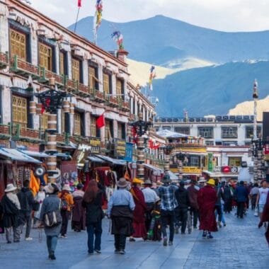 Barkhor Street traditional market in 4-day Lhasa group tour Tibet