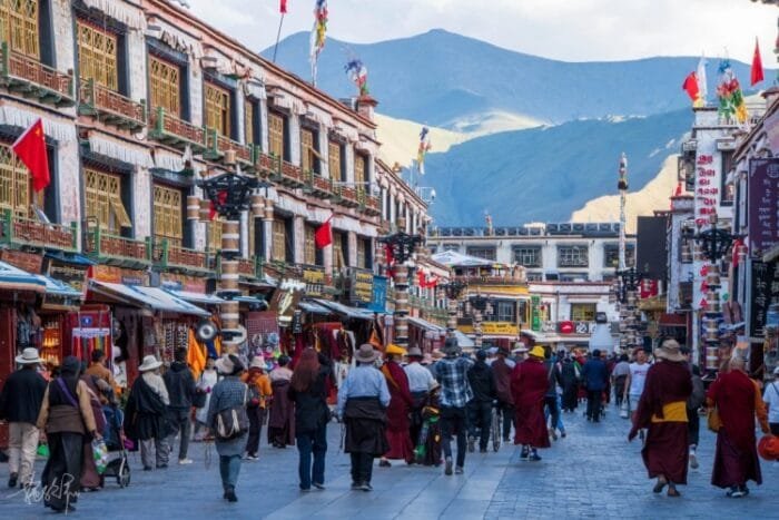 Barkhor Street traditional market in 4-day Lhasa group tour Tibet