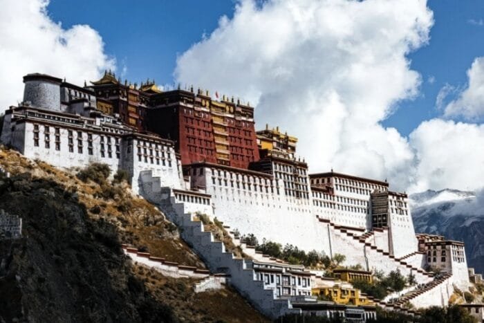 Potala Palace illuminated on an 8-day Everest group tour