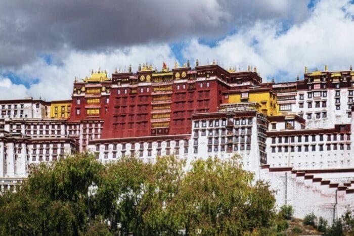 Aerial view of Potala Palace on a 10-day Lhasa-Everest-Namtso group tour